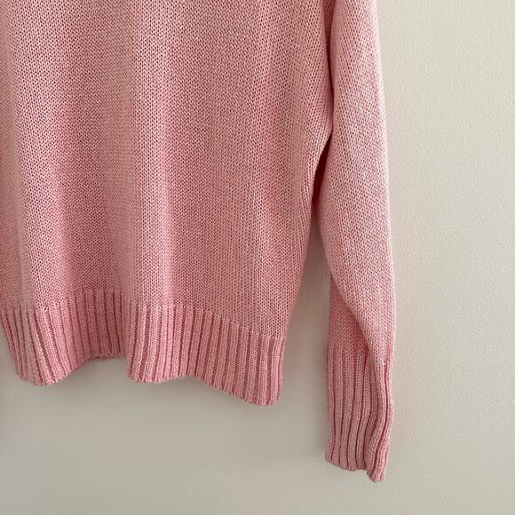 Something Navy Crew Neck Knit Pullover Sweater Pink M - Picture 4 of 8